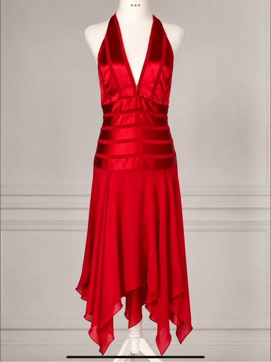 BCBGMaxAzria Dresses & Skirts - BCBGMAXAZRIA Pure Silk Halter Dress Red Y2K Glam Cocktail Evening Dress 10P